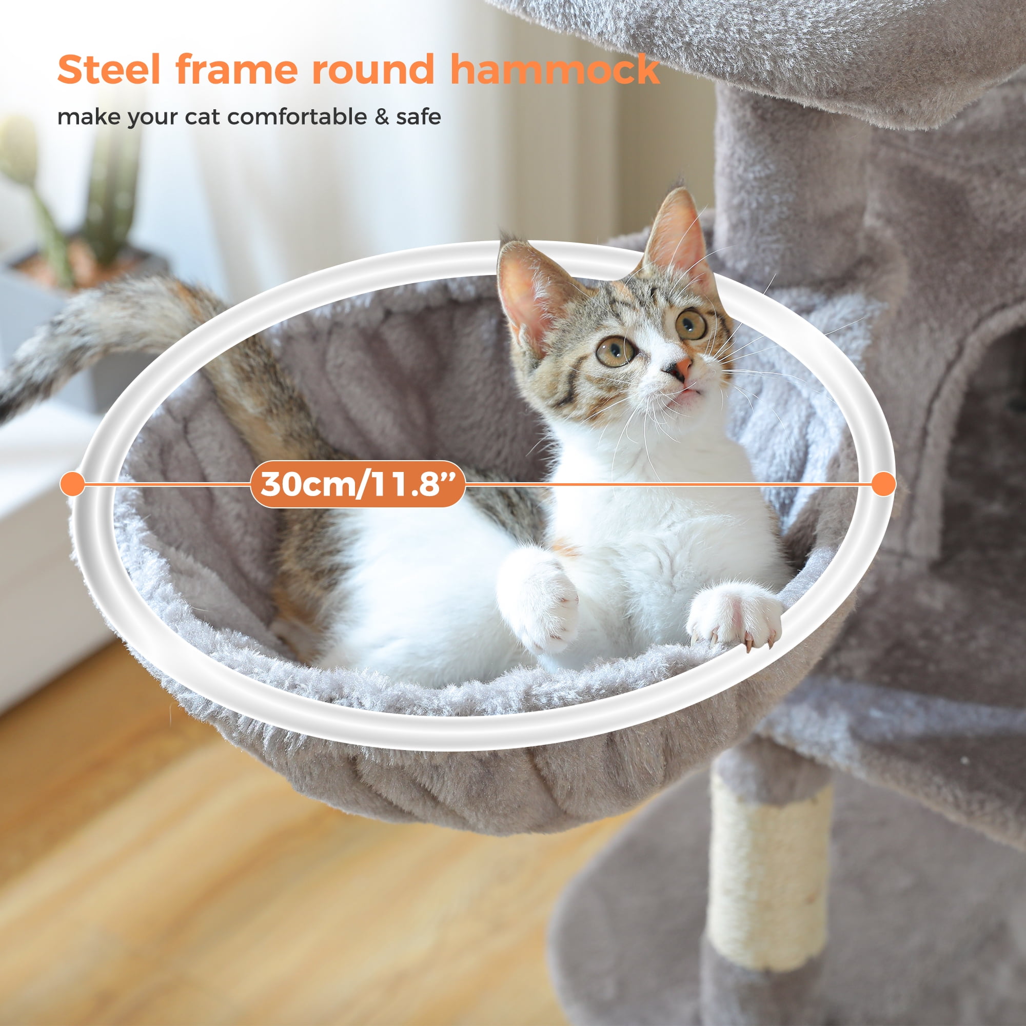 PAWZ Road 46.5" Large Cat Tree Multi-Level Cat Tower with Top Perchs&Big Condo Indoor Gray