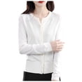 thumbnail image 1 of HBFAGFB Cardigan pour Femmes Col Rond à Boucle Chandail Tricoté Polyvalent Vestes à Manches Longues Blanc Taille TG, 1 of 5