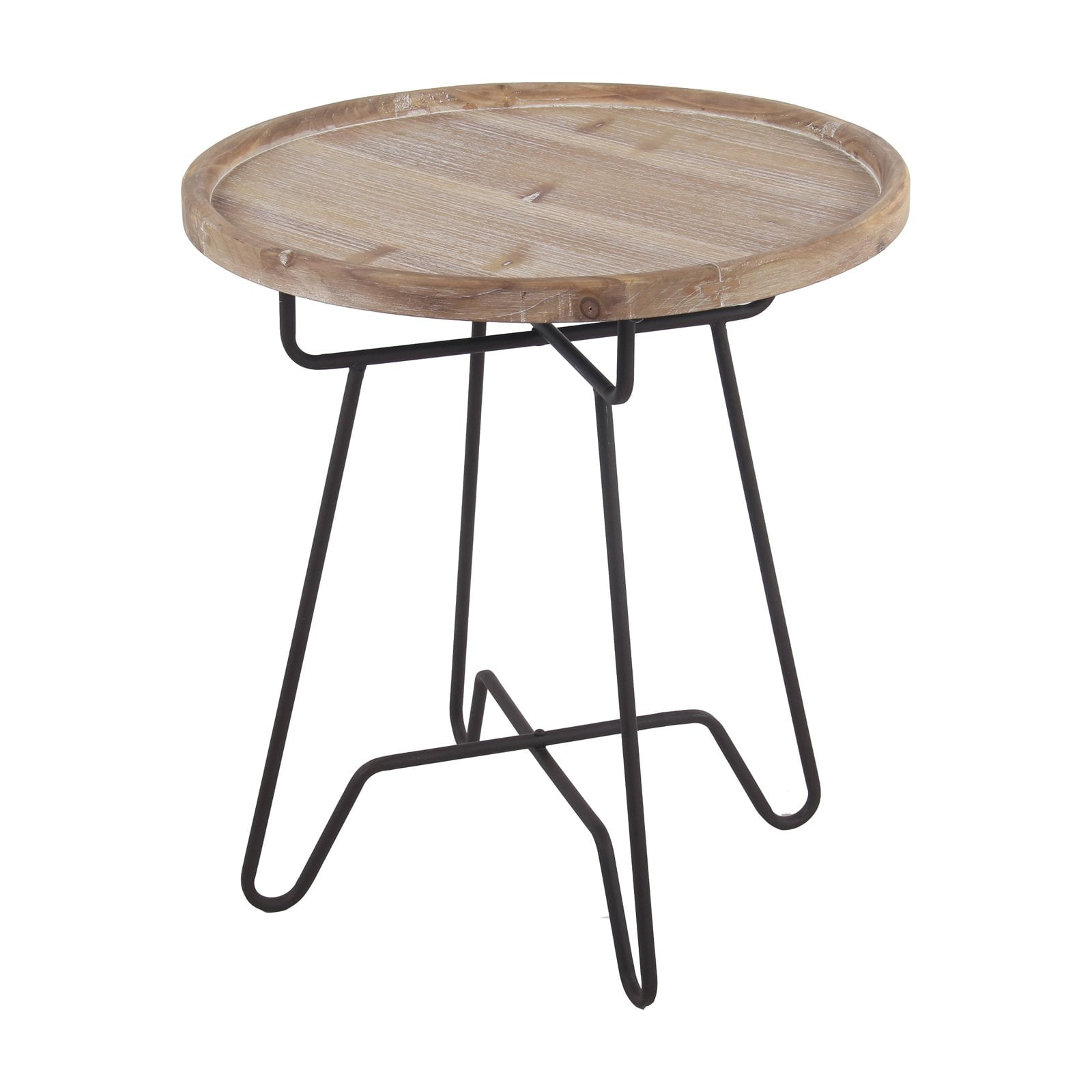 Privilege International Small Round Tray Top Pedestal End Table
