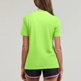 thumbnail image 4 of Women's Workout Tops Short Sleeve Shirts Quick Dry Athletic Sun Protection Rash Guard for Women Fluorescent Green XL, 4 of 5
