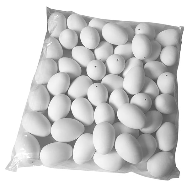 50 Uds huevos falsos de Pascua decoración de plástico simulación de huevo jardín de infantes accesorios de bricolaje regalos niños blanco Kits de decoración para fiestas Blanco sin cuerda Wosthever HA003690-04