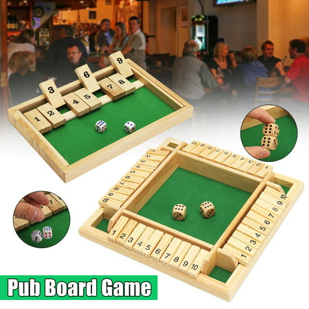 Wooden Pub Bar Traditional Board Game Toy + 2 Dice Kids and Adults For Shut The