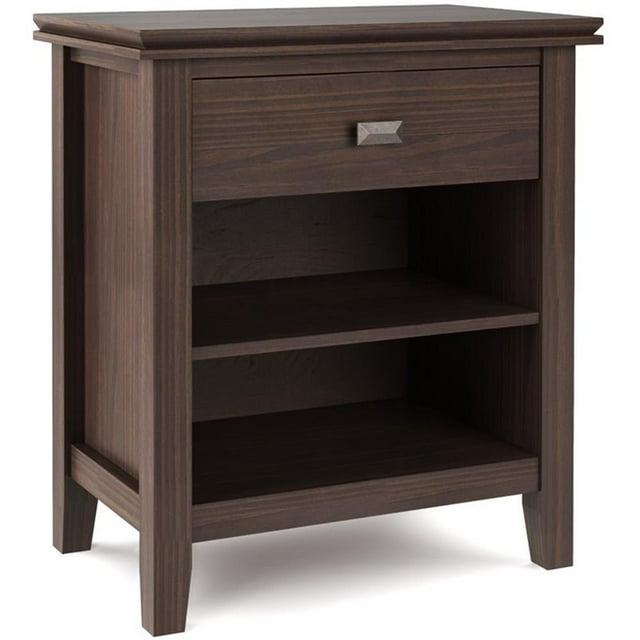 Trent Home Wood 24" Transitional Bedside Nightstand Table in Warm Walnut Brown