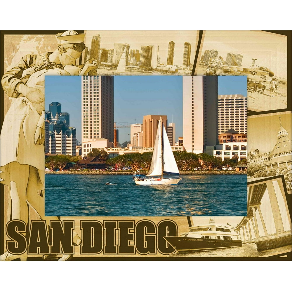 San Diego California Laser Engraved Wood Picture Frame (5 x 7