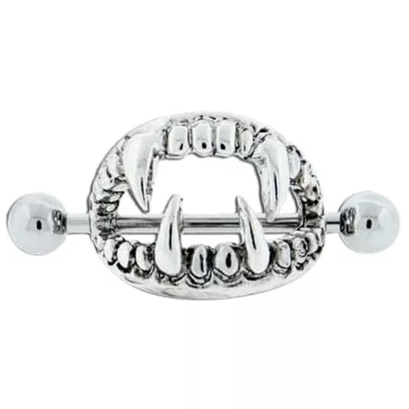 HOOUN 1pc/1pair Nipple Shield Rings Barbell Barbells 14 Gauge Love Bite Fang-qy_-1pc