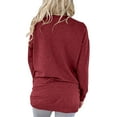 thumbnail image 4 of QUYUON Fall Sweatshirts for Women Winter Sweatshirts Women Loose Fit Polyester Long Sleeve V-Neck Solid Pullover Tops Style S-684 Stretch Half Zip Sweatshirt Ladies Fitted Shirts Wine 3XL, 4 of 5