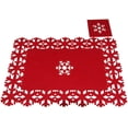 thumbnail image 1 of Conjunto de 12 piezas de posavasos y manteles navideños TANGJMXG de fieltro rojo, 1 of 3