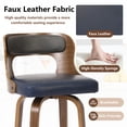 thumbnail image 2 of ClinQ 26 inch Swivel Bar Stool Set of 1, Counter Height Bar Chair with Walnut Legs and Silver Ring Footrest, Upholstered Faux Leather, Blue, 2 of 6