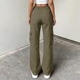 thumbnail image 5 of Women's High Waisted Cargo Pants Travel Y2K Streetwear Baggy Stretchy Pants with 6 Pockets Army Green XL, 5 of 6