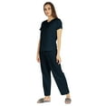 thumbnail image 3 of Inkmeso Womens 2Pcs Solid Nightwear Set Short Sleeves Top & Pajama Sets Soft Cotton Loungewear, 3 of 7