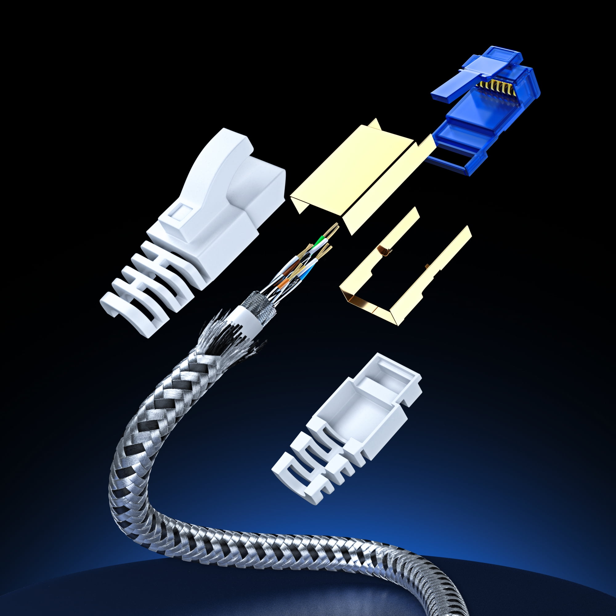 Cat7 Ethernet Cable 25ft (White) - Braided High-Speed Network LAN Cables for Gaming, Streaming, Router, Modem, PC, PS5, Xbox - Durable & Tangle-Free Design