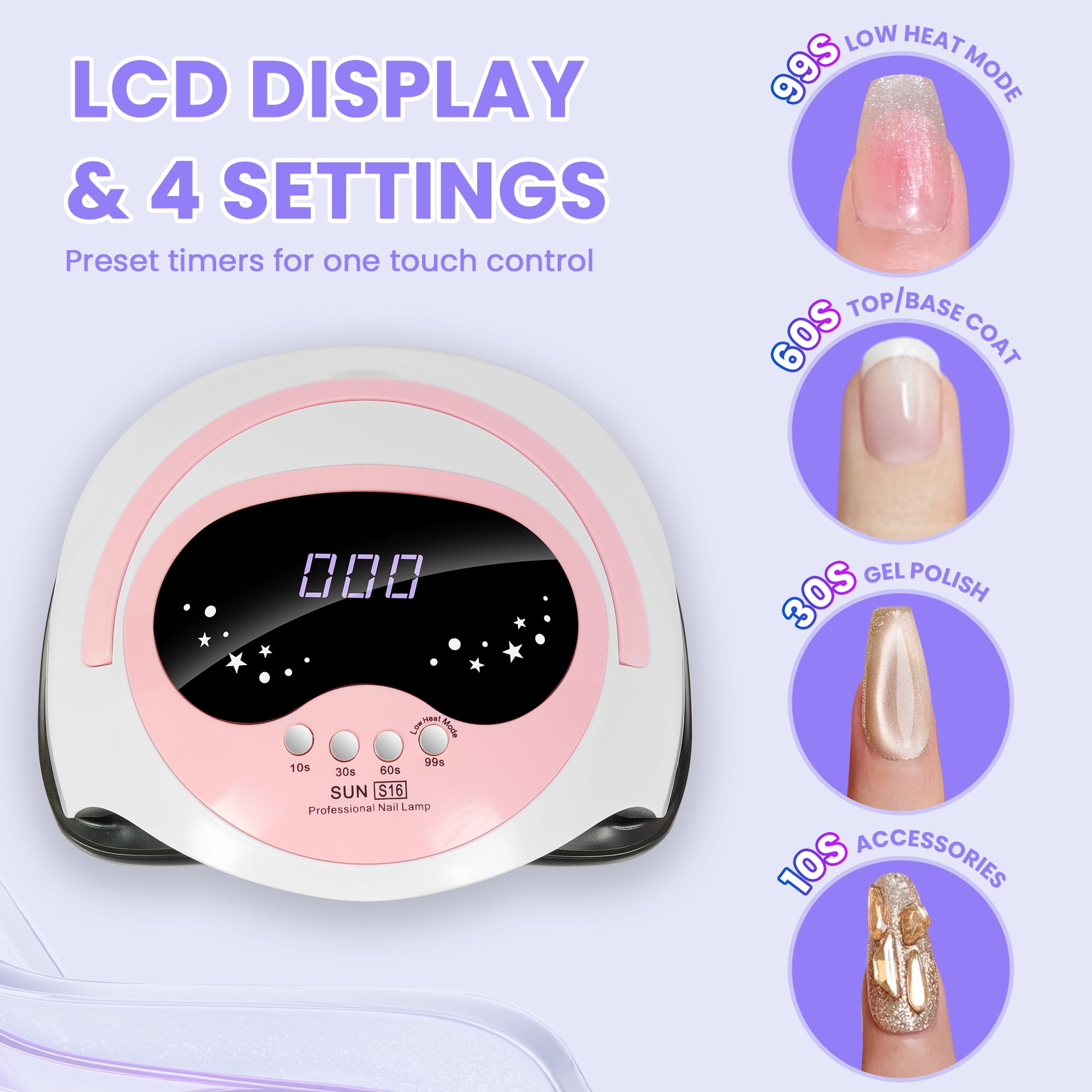 JUUTREN UV LED Nail Lamp - Fast Curing Light for Gel Nails with 4 Timers & Auto Sensor, 168W Nail Dryer for Gel Polish with LCD Display, Professional UV Light for Home Salon Nails Art Tools