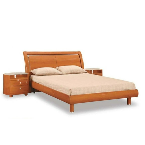 90'' X 95'' X 41'' Modern California King Cherry High Gloss Bed