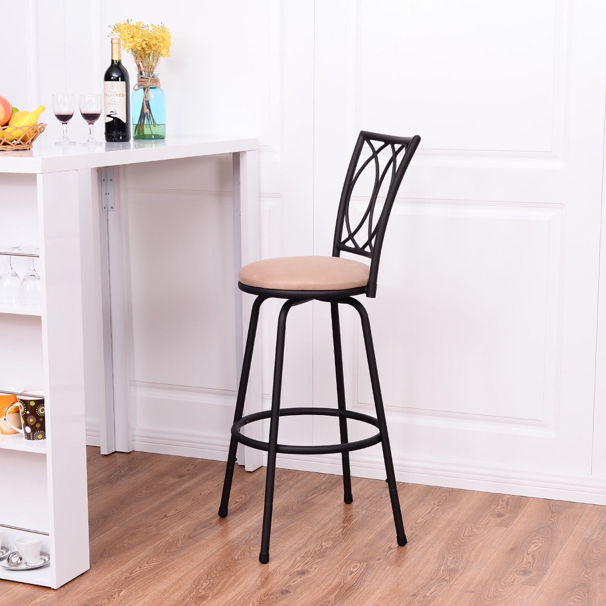 Costway 1 PC Swivel Bar Stool Modern Counter Height Barstool Bistro Pub