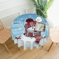 thumbnail image 3 of Christmas Tablecloth Winter Snowman Snowflake Tablecloth Washable Reusable Blue Xmas Tablecloth Round 60 Inch for Home Party Dinner Kitchen Dining Table Decor, 3 of 6