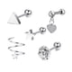thumbnail image 5 of Juego de 5 piezas de pendientes de acero inoxidable con circonitas geométricas, joyas de perforación, pendientes de plata con dientes retorcidos, 5 of 6