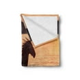 thumbnail image 2 of Animal Soft Flannel Fleece Throw Blanket, Horse Sea at Sunset Time Horizon Speed Exotic Nature Animal Picture Art, Cozy Plush for Indoor and Outdoor Use, 60" x 80", Salmon Dark Brown, by Ambesonne, 2 of 5