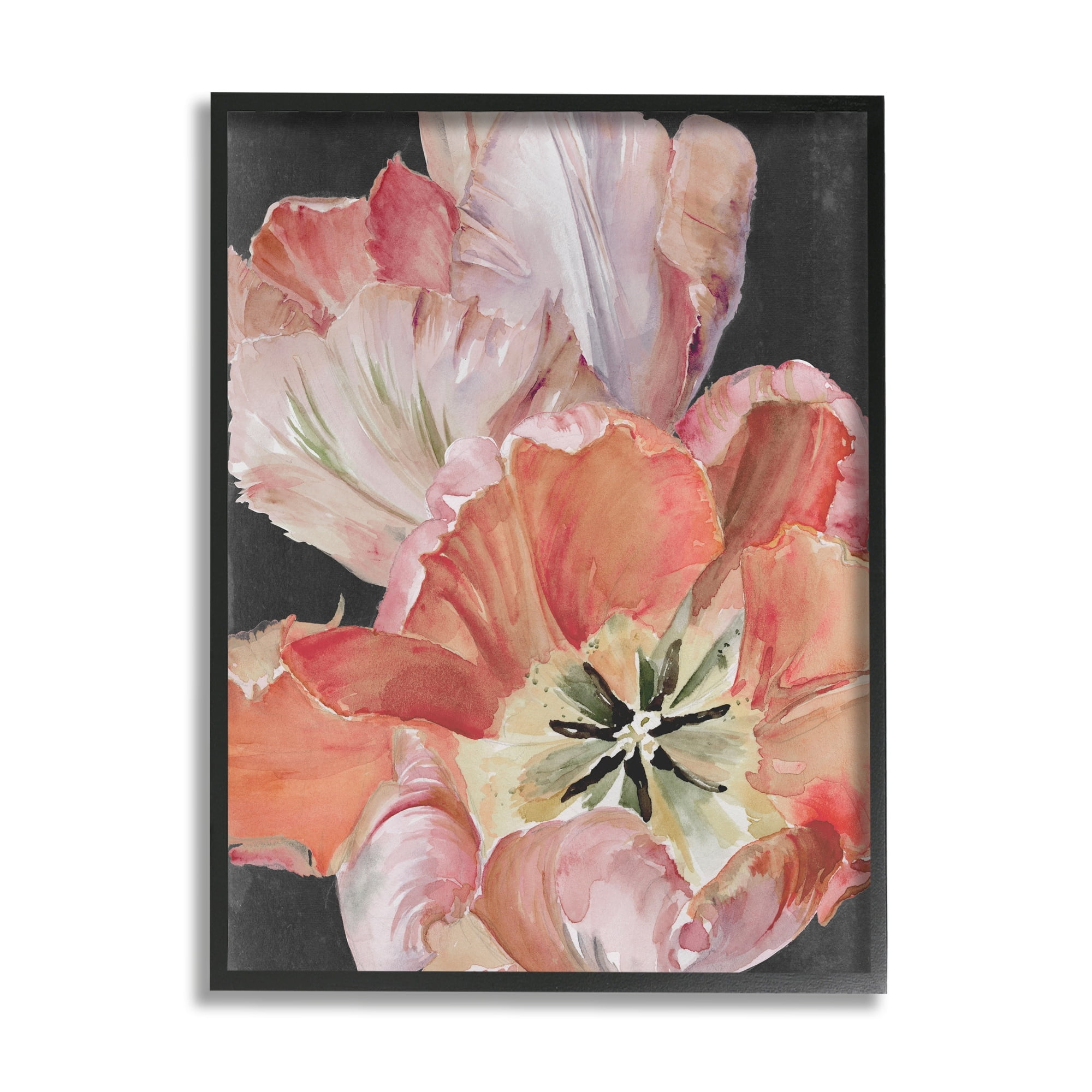 Stupell Industries Pink Hibiscus Petals Blooming Botanical & Floral Painting Gray Framed Art Print Wall Art