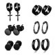 thumbnail image 1 of Juego de 6 pares de pendientes negros de acero inoxidable con forma de aro para hombre y mujer, estilo gótico, con forma de cruz, estilo hip hop, 1 juego (6 pares), 1 of 5