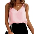 thumbnail image 4 of Lindreshi Camisole Tops for Women 2024 Women Sexy V-Neck Summer Satin Sleeveless Blouse Basic Solid Camisole Tank Tops, 4 of 9