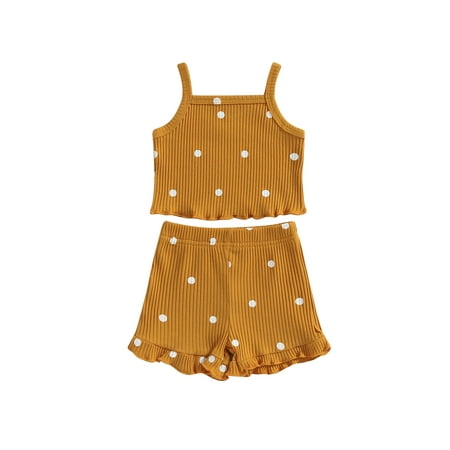 

Qtinghua Newborn Baby Girl Summer Clothes Floral Print Sleeveless Knit Rib Sling Tank Tops Elastic Shorts Infant Outfits