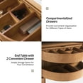 thumbnail image 5 of Modern 2 Drawers End Table Set of 2 with Charging Station Rotating Table Walnut, 5 of 8