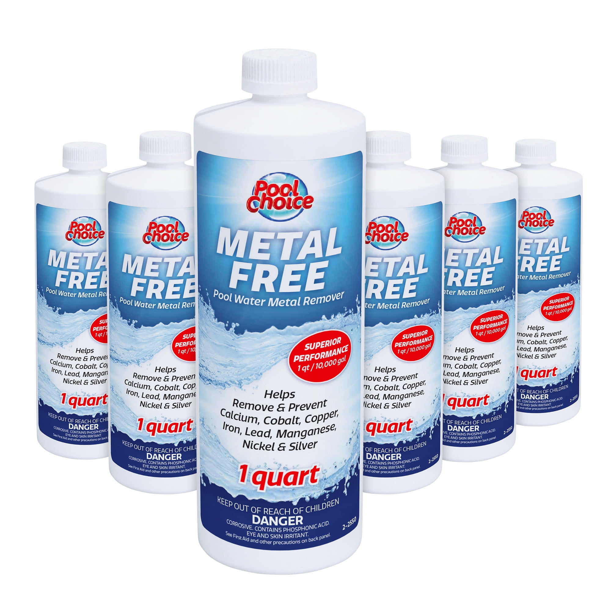 Pool Choice Metal Free Pool Water Metal Remover, 1Quart, 6Pack