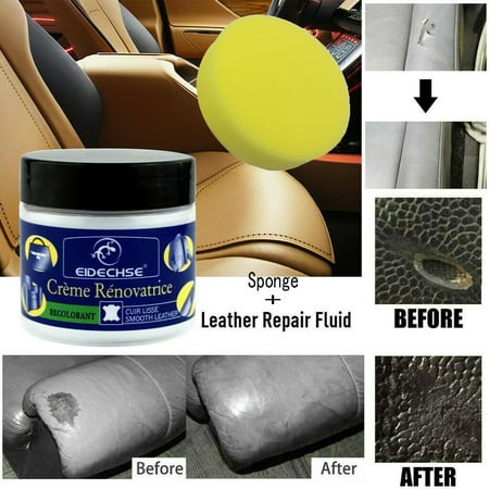 CARLTON GLOBAL Reconditioning Leather Cream+Sponge Set Vinyl Repair Kit Auto Car Seat Sofa (Best Leather Seat Repair Kit)