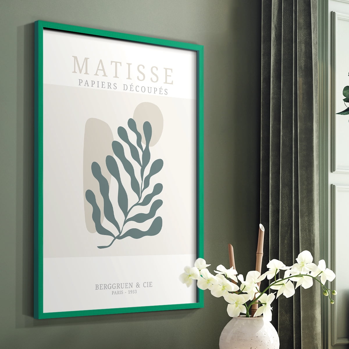 Matisse CDXXXVII in Green Solid Wood Framed Print No Nail Hanging