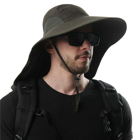 tasrioml Fisherman Hat Waterproof Breathable with Fasten Strap Summer Sun Men Women Boonie Neck Flap Hat for Outdoor