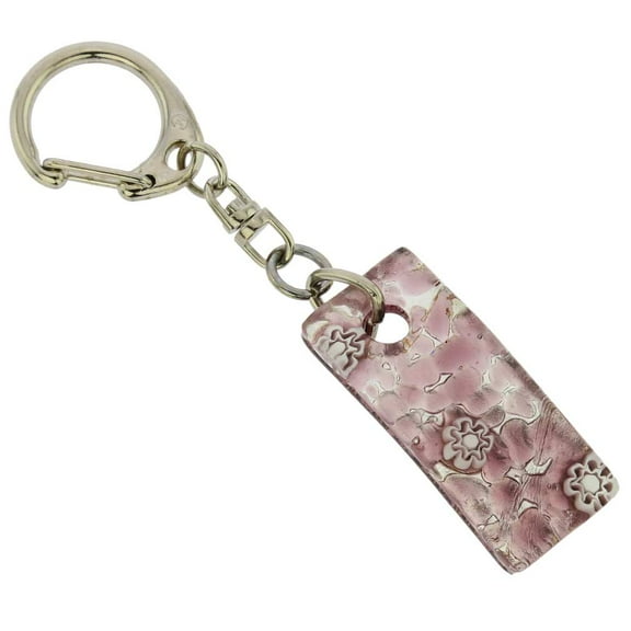 GlassOfVenice Murano Glass Colors Stick Keychain - Purple Silver