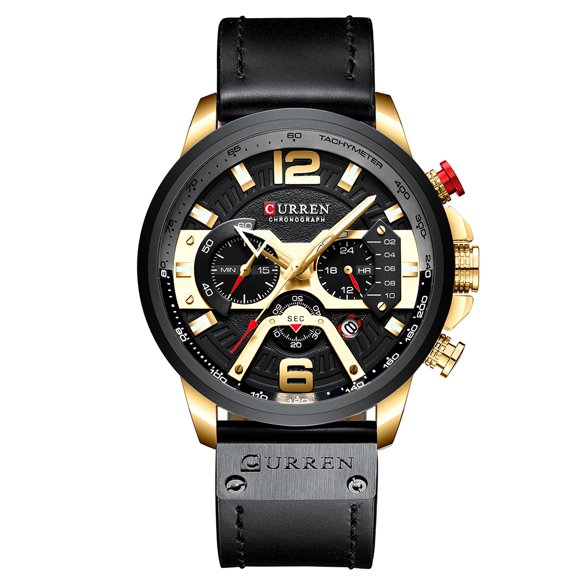CURREN 8329 Quartz Watch Business Men Simple Sport Wristwatch Three Sub-Dials Calendar Second Minute 24 Hour Display 3ATM Waterproof Fashion Casual Male Watches Relogio Masculino