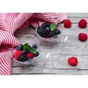 Oasis Creations Scallop Stem Cup - Parfait Serving Bowl - 24 Count - Clear Hard Plastic - Appetizer Cup - Disposable or Reusable - 2 ounce - Ideal for Desserts, Appetizers, Puddings