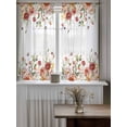 thumbnail image 4 of Pink Floral Tier Curtains 45 Inch Length,Sheer Curtains for Bedroom Living Room Window Spring Pastoral Botanical Wildflowers Leaves Small Half Window Kitchen Curtains & Drapes 27.5"x45" 2 Panels, 4 of 6