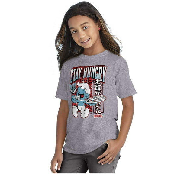 The Smurfs Cool Kanji Stay Hungry Crewneck T Shirts Boy Girl Teen Brisco Brands L