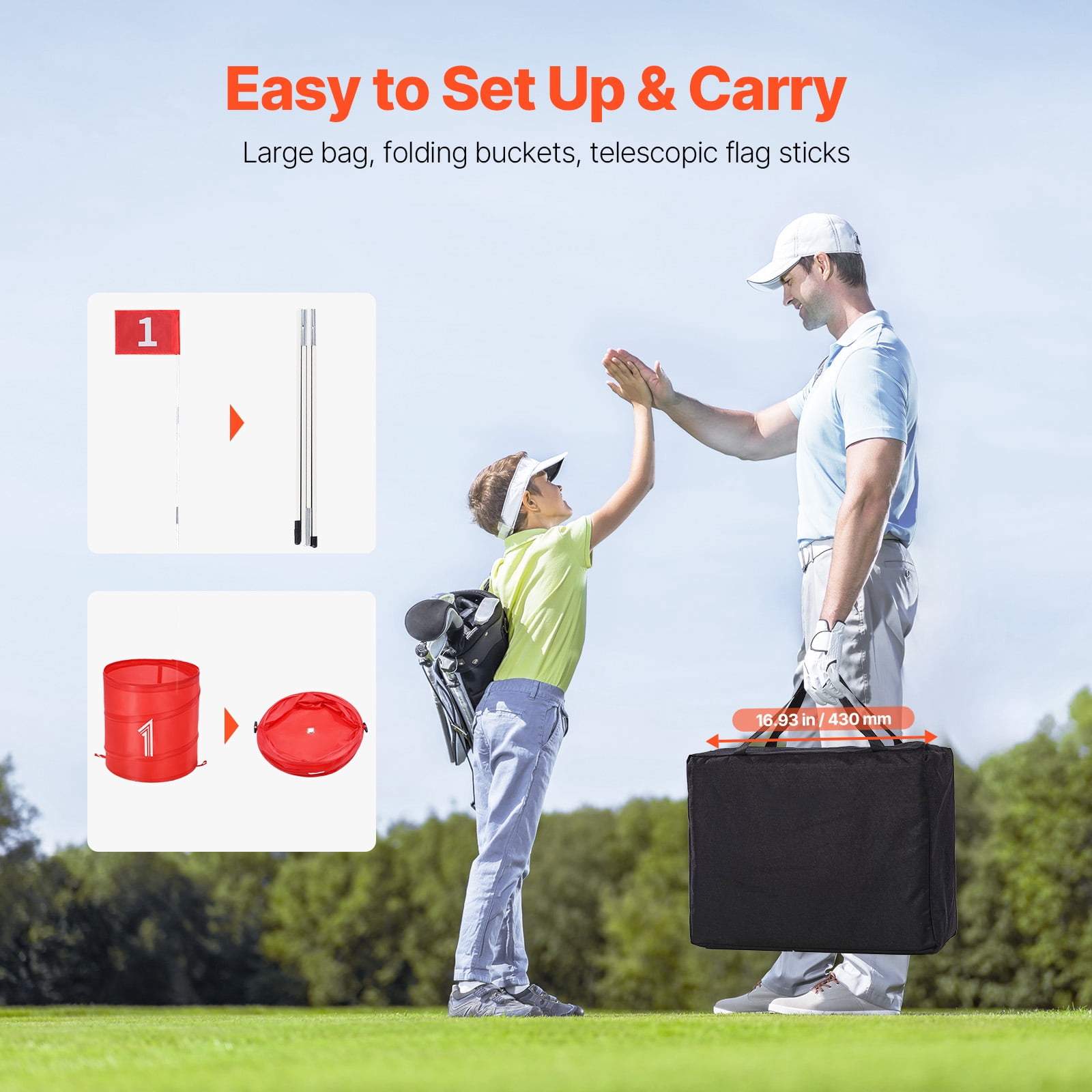KFFKFF Garden Golf Set, Trio-Hole Golf Terrain, Pail Golf Game Training Activities, Golf Chip Challenge for Kinfolk, Grown-ups and Children, Movable Exterior Grassland Golf Play for Lawn, Courtyard