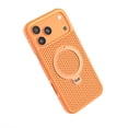 thumbnail image 6 of TECH CIRCLE for iPhone 11 Case, Micro-Holes Breathable Design, Heat Dissipation, Built-in Rotating Ring Kickstand, Compatible with MagSafe Wireless Charging, Protective Slim Cover, Orange, 6 of 9