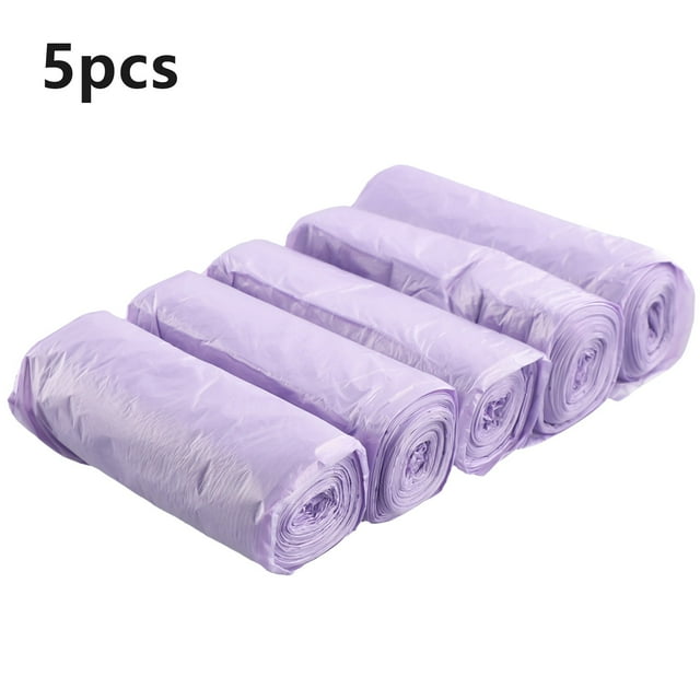 5 Rolls Portable Camping Festival Trash Bag Home Clean Bag Purple