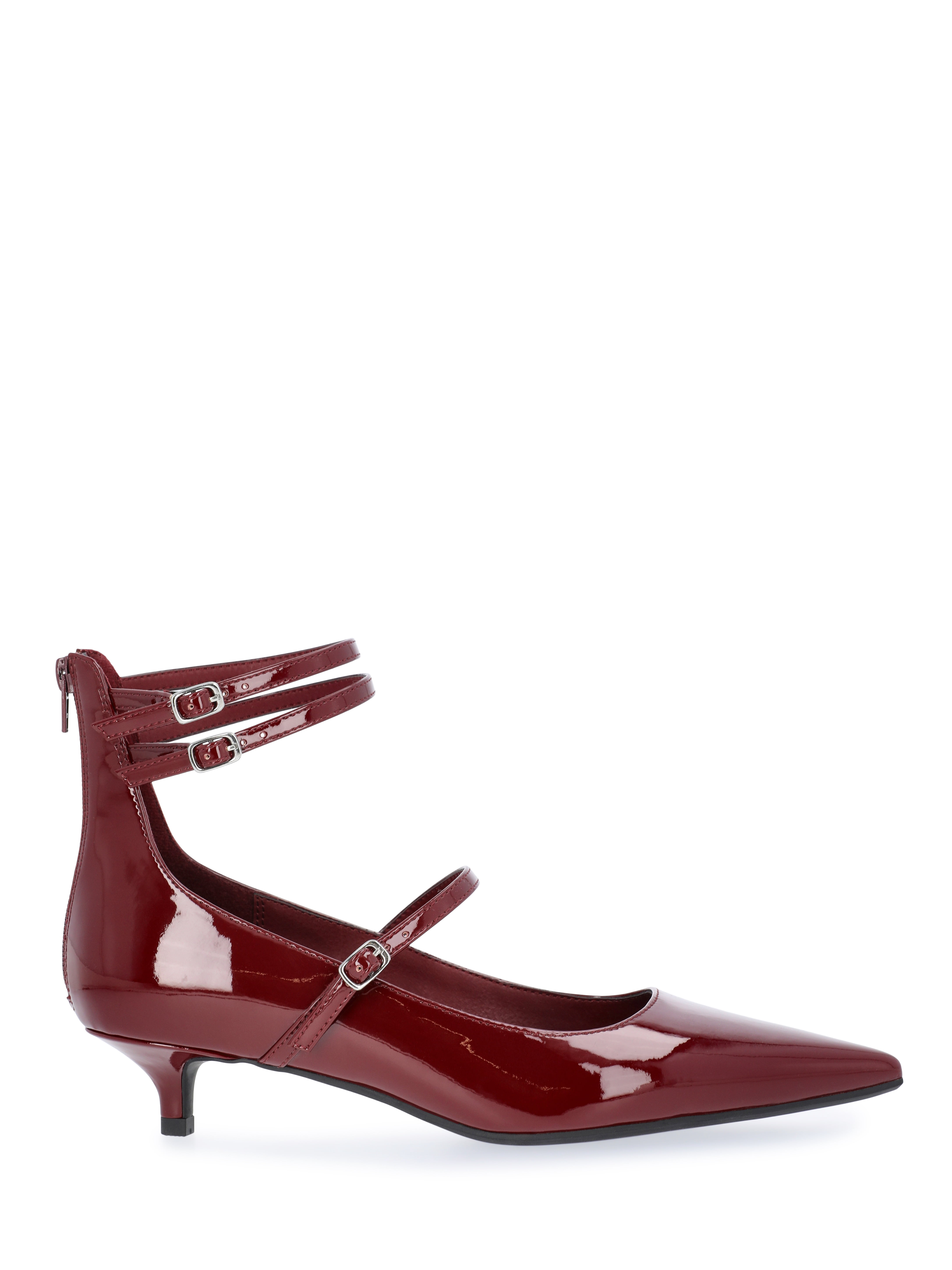 Scoop Women's Faux Leather Pointed Toe Strappy Kitten Heel Shoes