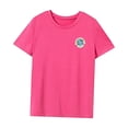 thumbnail image 3 of Camiseta de mujer de verano para mujer, suave, ligera, con cuello redondo, para viajes deportivos Rosa Rosa, 3 of 7