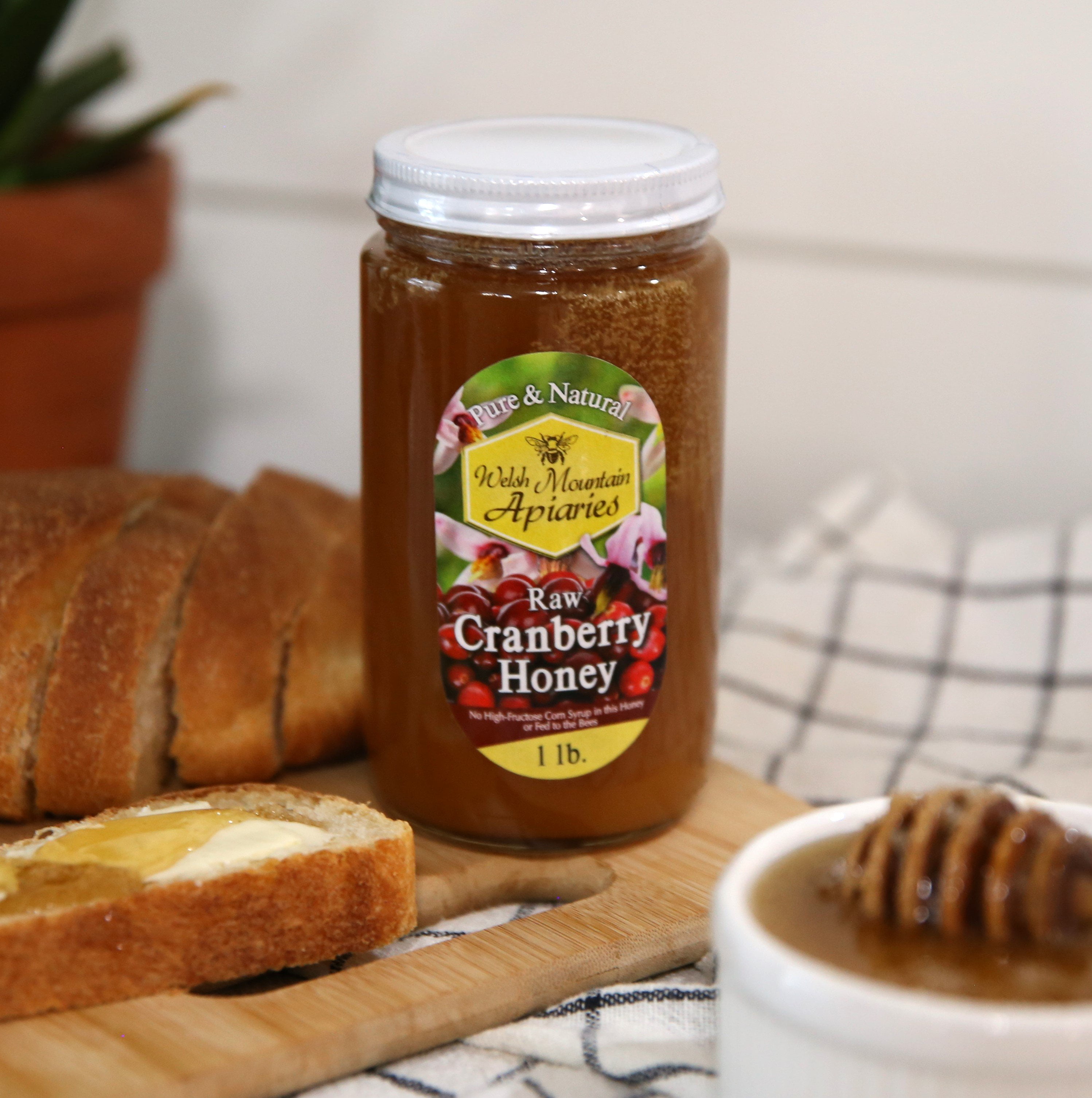 Cranberry Blossom Honey by Welsh Mountain Apiaries, Raw and Unfiltered, Wild Foraged Honey, 16 Ounce Jar