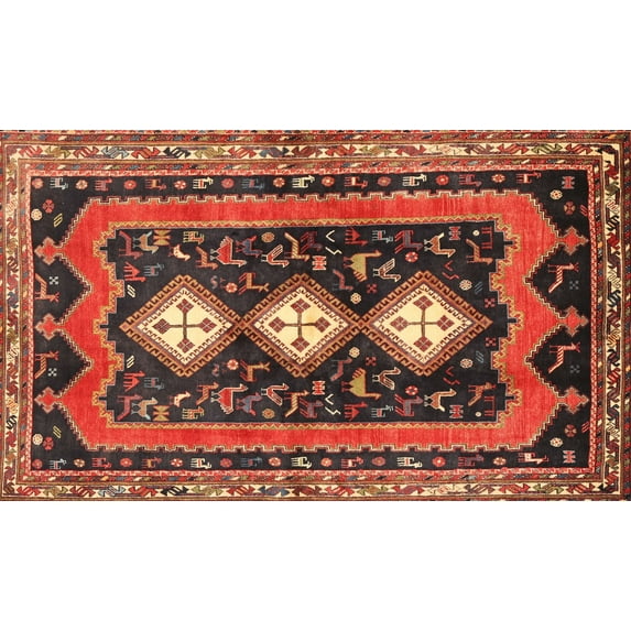 Ahgly Company Machine Washable Indoor Rectangle Traditional Saffron Red Area Rugs, 2' x 4'
