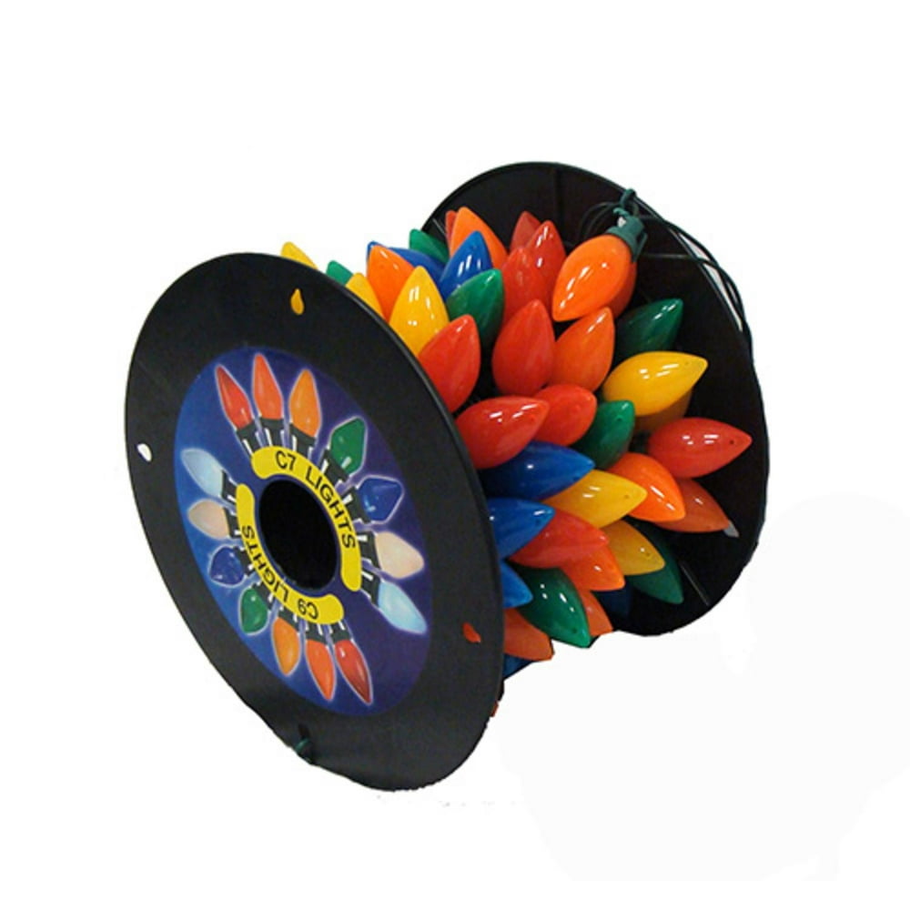 100 Commercial Multi Opaque LED C9 Christmas Lights on Spool Green