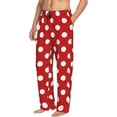 thumbnail image 2 of Uemuo Red Polka Dot Pattern Men's Wide Leg Palazzo Lounge Pants with Pockets Light Weight Loose Comfy Casual Pajama Pants-X-Large, 2 of 9
