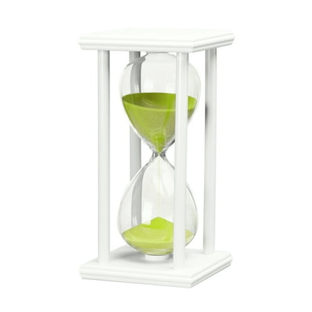 

Hi.FANCY Sand Clock Wooden Sand Hour Glass 60min Sandglass Table Desktop Timer Decoration Supplies White and Green