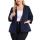 thumbnail image 1 of Women Plus Size 3/4 Sleeves Shawl Collar Blazer Dark Blue 2X, 1 of 6