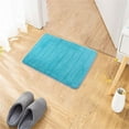 thumbnail image 5 of PureCasa Coral Velvet Bath Rugs Water Absorbing, Non-Slip Entrance Doormat Floor Mat for Bathroom Kitchen Toilet, Solid Color Modern Home Decor Door Mat, 20"x32", 1 Pack, Sky Blue, Rectangle, 5 of 6