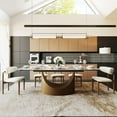 thumbnail image 2 of 71"-95" Extendable Hobart Modern Dining Table for 6-10, Glossy Pandora Sintered Stone Table, Bronze Carbon Steel Base, 2 of 7
