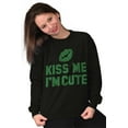thumbnail image 5 of Kiss Me I'm Cute Saint Patricks Day Women Crewneck Sweatshirt Brisco Brands S, 5 of 6