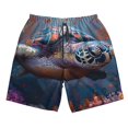 thumbnail image 3 of Uemuo Underwater Lazy Turtle Pattern Men's Swim Trunks Hawaiian Beach Bathing Suit Swimsuits Beach Quick-Dry Shorts with Pockets-Medium, 3 of 9